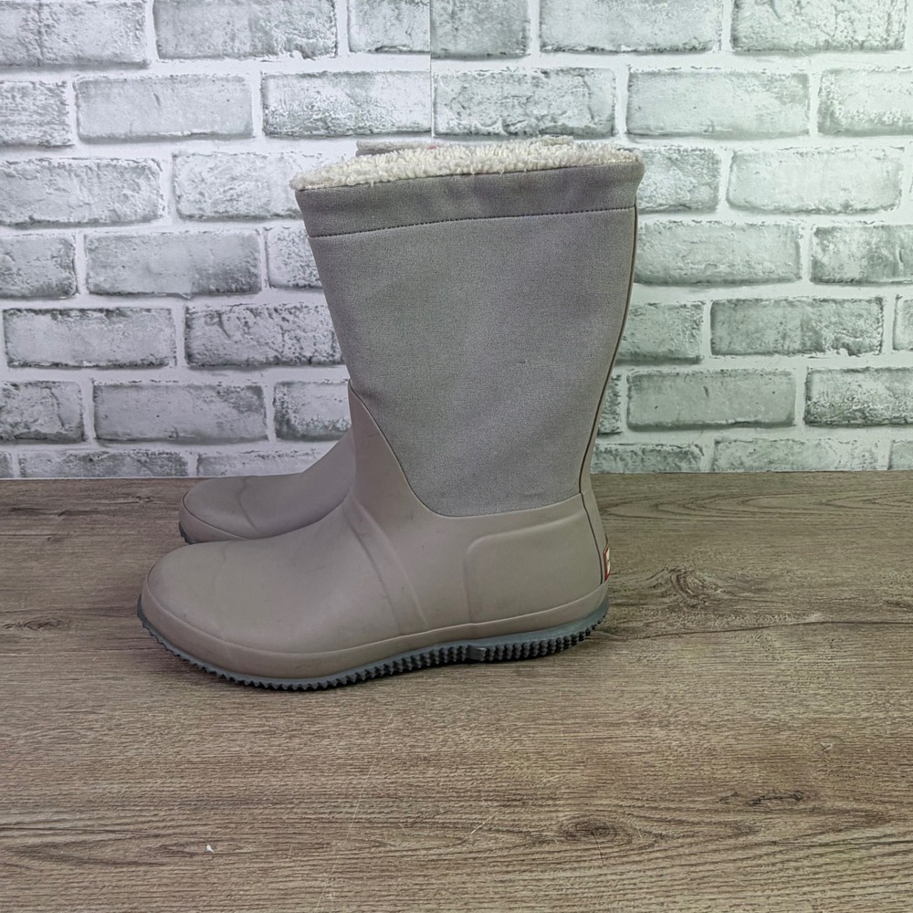 Hunter Original Sherpa Lined Tall Rain Boots Gray Size 6 - Picture 2 of 8